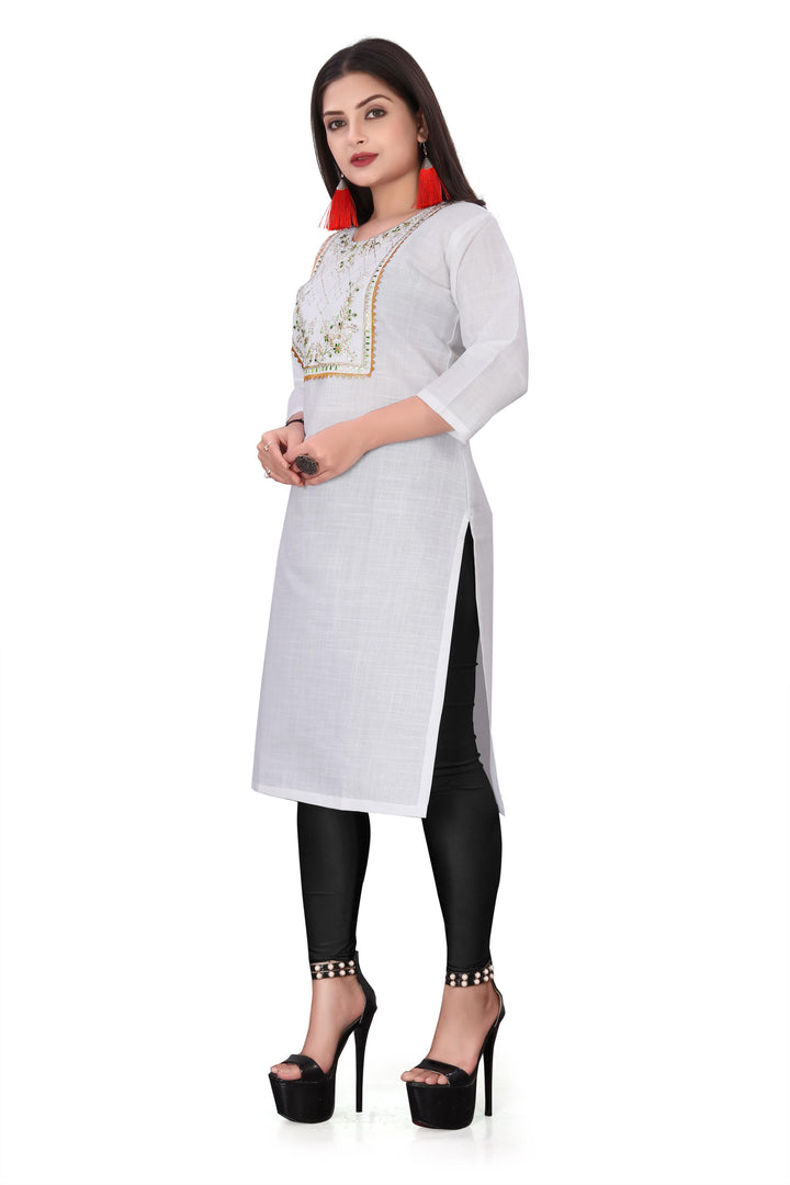Women's Embroidery Cotton Slub Kurti