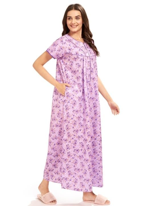 Women's Cotton Printed Feeding Nursing Maternity Nighty