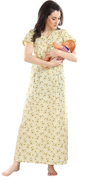 Women's Cotton Printed Feeding Nursing Maternity Nighty