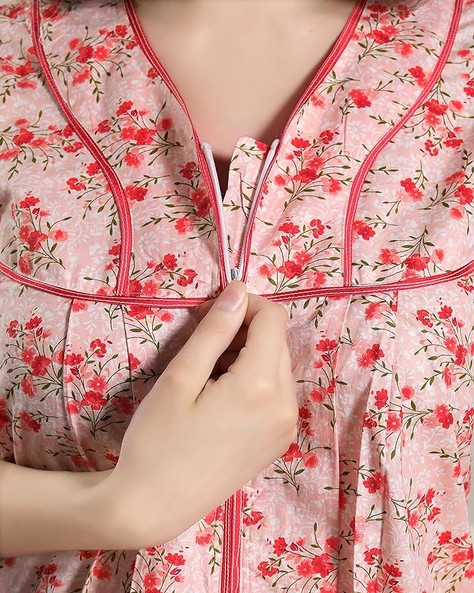 Women's Cotton Printed Feeding Nursing Maternity Nighty