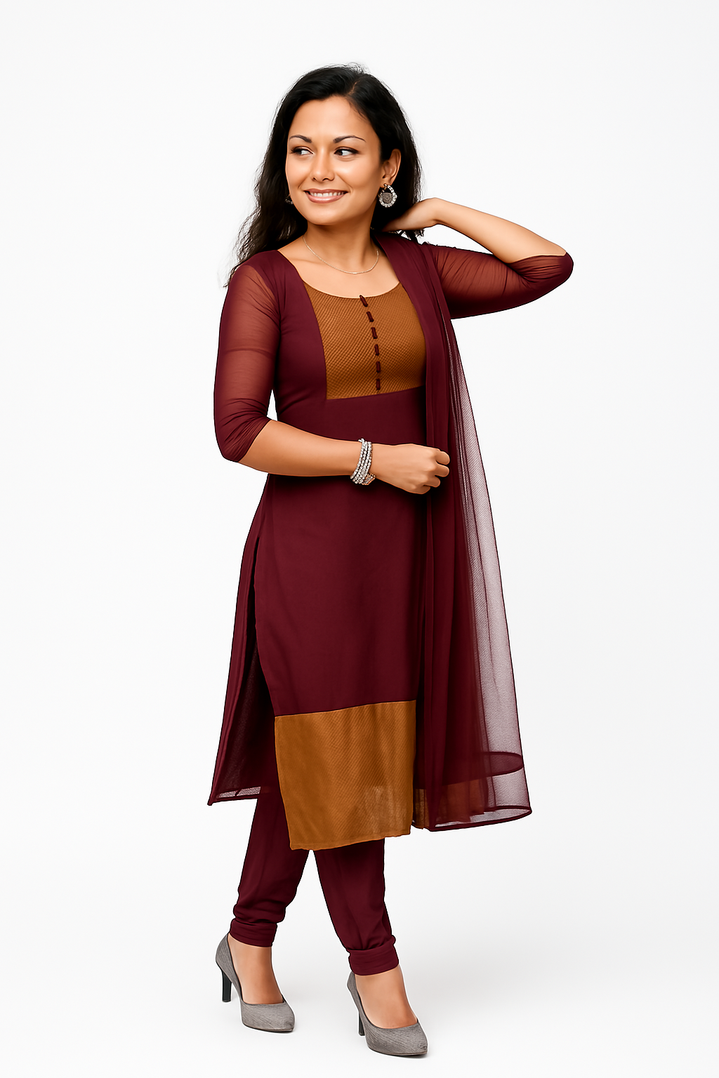 Premium Jacquard Chiffon Kurti Pant Sets