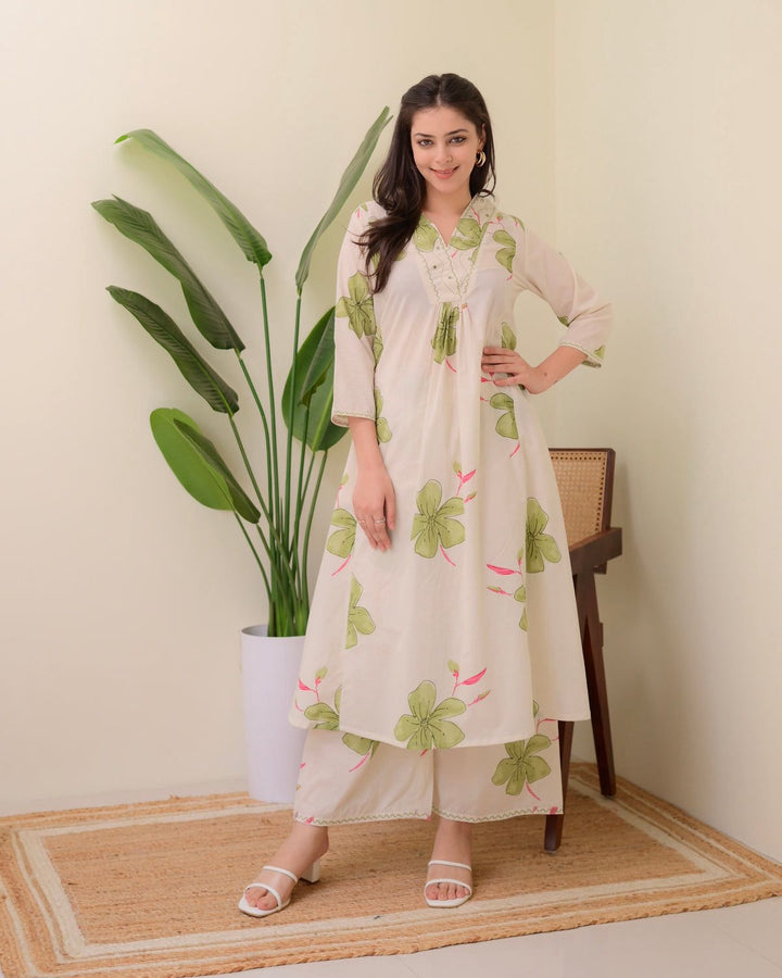 Lime Blossom Cotton Kurta Set